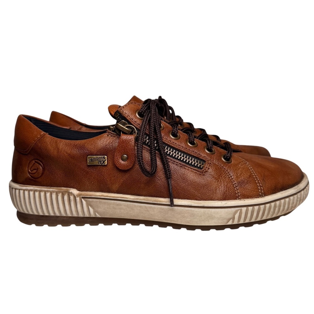 Remonte D0700 Maditta Cognac Leather RemonteTEX Zip Sneakers Women 7.5 EU38 - Picture 10 of 16